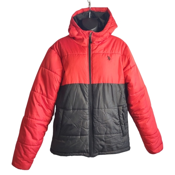 U.S. Polo Assn. Other - U.S. Polo Assn. Men’s Color Blocked Hooded Zip Up Puffer Jacket Size Small